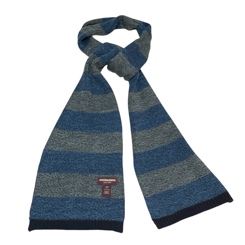 Johnston & Murphy Striped Scarf Blue and Gray One Size